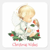 クリスマスエンジェルとロビンのクリスマスの願い スクエアシール (正面)