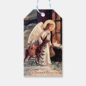 クリスマスエンジェルと鹿の贈り物ラベル ギフトタグ (正面)