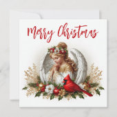 クリスマスエンジェルと(鳥)ショウジョウコウカンチョウ カード (正面)