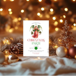 クリスマスエンジェルのタイポグラフィ クリスマスパーティー 招待状