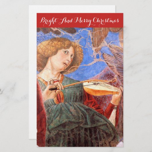 クリスマスエンジェルを作る音楽及び弦楽器 便箋 (正面/裏面)