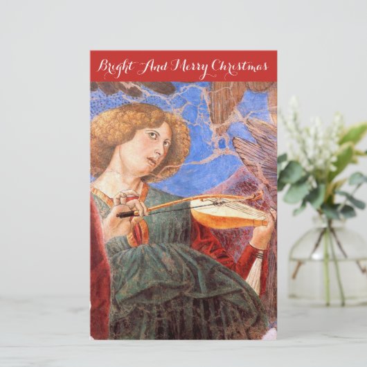 クリスマスエンジェルを作る音楽及び弦楽器 便箋 (スタンド正面)