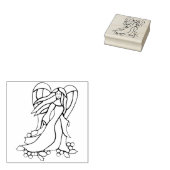 クリスマスエンジェルアートスタンプ ラバースタンプ (押印)