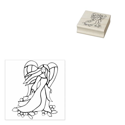 クリスマスエンジェルアートスタンプ ラバースタンプ (押印)