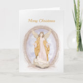 クリスマスエンジェルイエス宗教水彩画 シーズンカード (正面)
