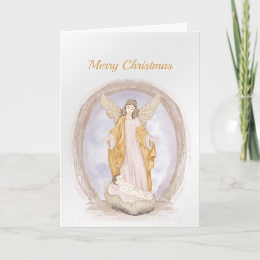 クリスマスエンジェルイエス宗教水彩画 シーズンカード (正面)