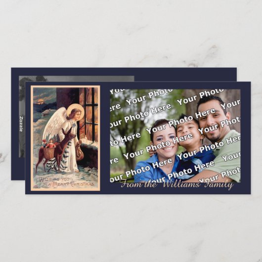 クリスマスエンジェルウィズディアーフォトカード シーズンカード (正面/裏面)