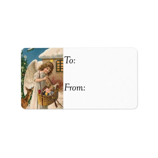 クリスマスエンジェルウィズトイズヴィンテージギフトラベル ラベル (正面)