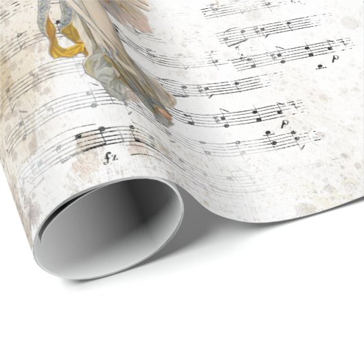 クリスマスエンジェルウィングス音楽金ゴールドデクページアイディアTi ラッピングペーパー (ロールコーナー)