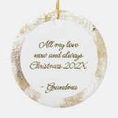 クリスマスエンジェルウィングス音楽金ゴールド宗教カスタム セラミックオーナメント (裏面)