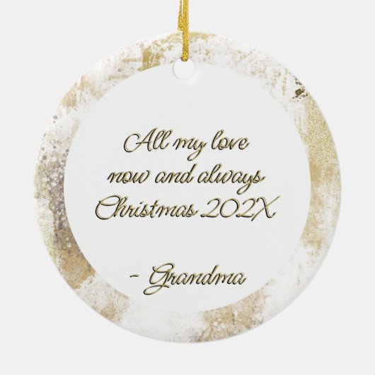 クリスマスエンジェルウィングス音楽金ゴールド宗教児童 セラミックオーナメント (裏面)