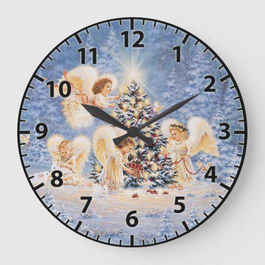 クリスマスエンジェルウォールクロック ラージ壁時計 (正面)