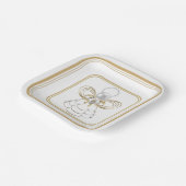 クリスマスエンジェルオブジョイ真珠の金ゴールド映画 ペーパープレート (傾斜あり)