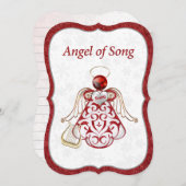 クリスマスエンジェルオブソングレッド&金ゴールド |折り線 シーズンカード (正面/裏面)