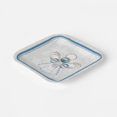 クリスマスエンジェルオブフェイスブルーエレガント金ゴールド ペーパープレート (傾斜あり)