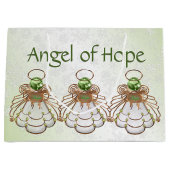 クリスマスエンジェルオブホープ緑の雪グラデーション片 ラージペーパーバッグ (正面)