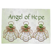 クリスマスエンジェルオブホープ緑の雪グラデーション片 ラージペーパーバッグ (裏面)