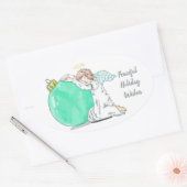 クリスマスエンジェルカスタム文字シール 楕円形シール (封筒)