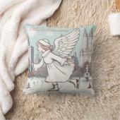 クリスマスエンジェルガールスケートで滑るインNYC クッション (ブランケット)