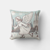 クリスマスエンジェルガールスケートで滑るインNYC クッション (正面)