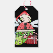 クリスマスエンジェルギフトラベルサンタブラック ギフトタグ (正面)