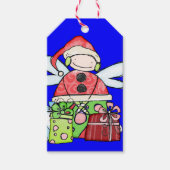 クリスマスエンジェルギフトラベルサンタブルー ギフトタグ (正面)