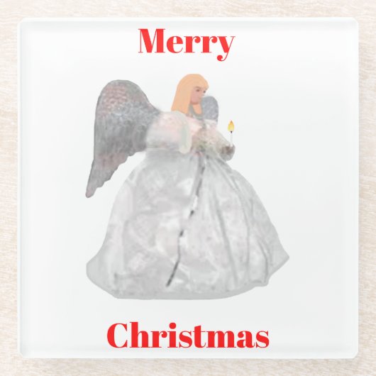 クリスマスエンジェルコースター ガラスコースター (正面)