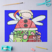 クリスマスエンジェルサンタティッシュペーパーブルー 薄葉紙 (クラフト)