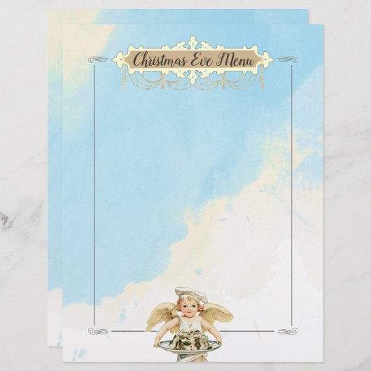 クリスマスエンジェルシェフケーキのホリデーメニューのレターヘッド (正面/裏面)