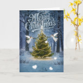 クリスマスエンジェルスのグリーティングカード カード (黄色い花)