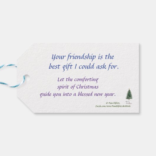 クリスマスエンジェルスケッチパープル「You My Friend」 ギフトタグ (裏面横)