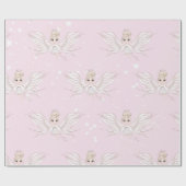 クリスマスエンジェルスターピンクかわいいラッピング紙 ラッピングペーパー (フラット)