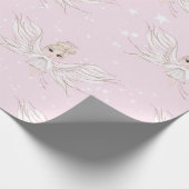 クリスマスエンジェルスターピンクかわいいラッピング紙 ラッピングペーパー (角)