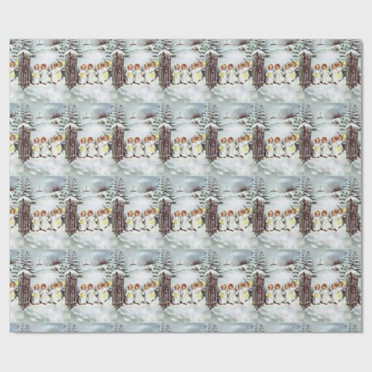 クリスマスエンジェルス冬のクリスマスデー ラッピングペーパー (フラット)