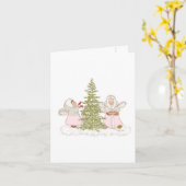 クリスマスエンジェルズグリーティング カード (黄色い花)