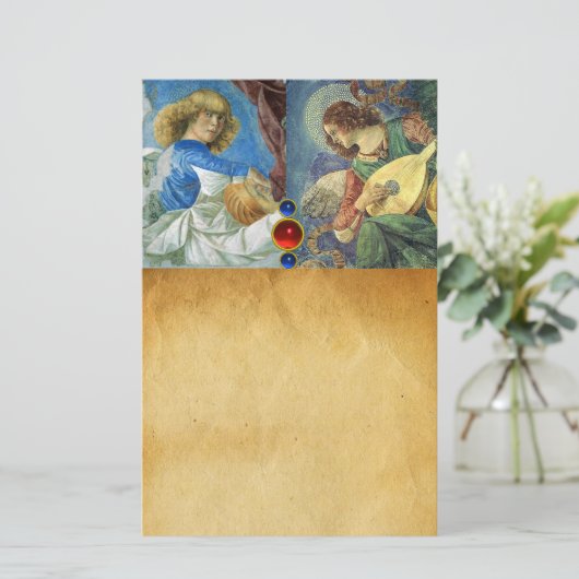 クリスマスエンジェルズパーチメントを作る音楽 便箋 (スタンド正面)