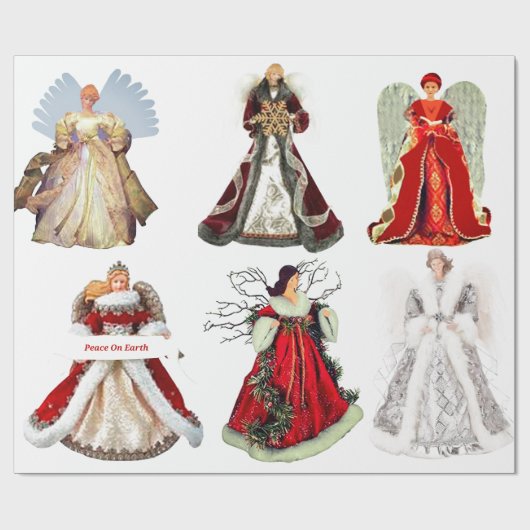 クリスマスエンジェルズラッピング紙 ラッピングペーパー (フラット)