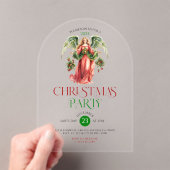 クリスマスエンジェルタイポグラフィクリスマスパーティーイン アクリル招待状 (インサイチュ (ポータブル))