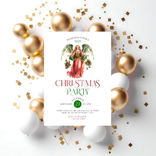 クリスマスエンジェルタイポグラフィクリスマスパーティーイン 招待状