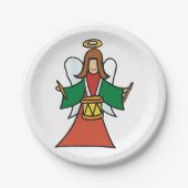 クリスマスエンジェルドラマーホリデーミュージックデザイン ペーパープレート (正面)