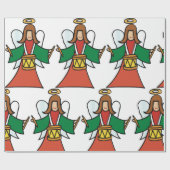 クリスマスエンジェルドラマーホリデーミュージックデザイン ラッピングペーパー (フラット)