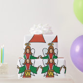 クリスマスエンジェルドラマーホリデーミュージックデザイン ラッピングペーパー