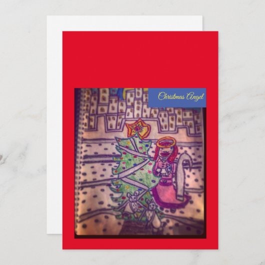 クリスマスエンジェルノートカードby：ケイティ・ヨンカー シーズンカード (正面/裏面)