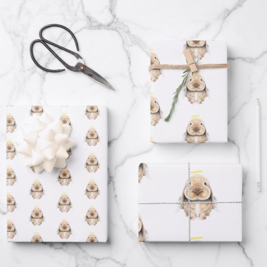 クリスマスエンジェルバニー ラッピングペーパーシート (正面)