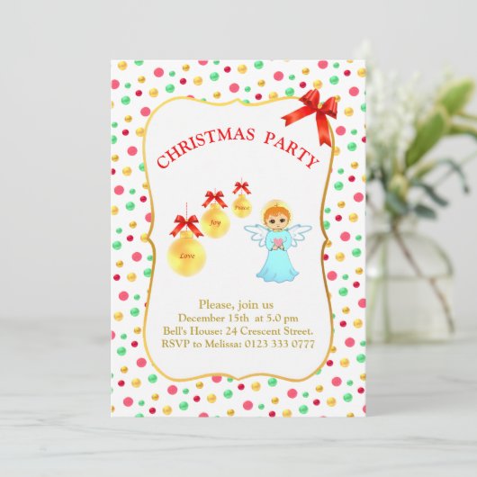 クリスマスエンジェルパーティの招待状 招待状 (スタンド正面)