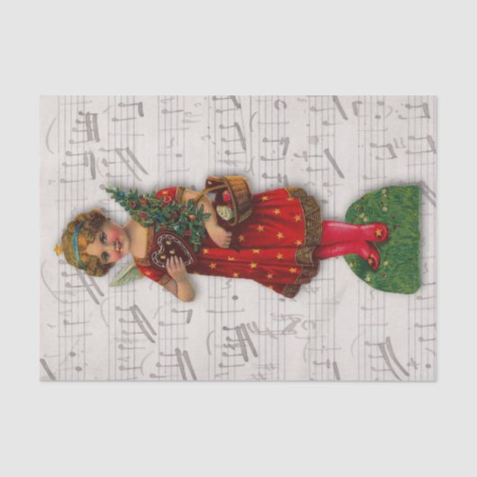 クリスマスエンジェルビクトリアンヴィンテージスクラップガールビッグ 薄葉紙 (正面)