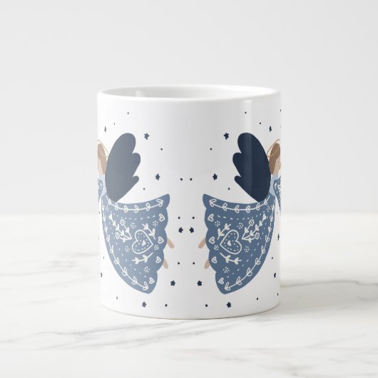 クリスマスエンジェルピースオンアースホリデーハートフェルト ジャンボコーヒーマグカップ (正面)