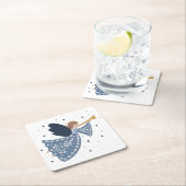 クリスマスエンジェルピースオンアースホリデーハートフェルト スクエアペーパーコースター (インサイチュ)