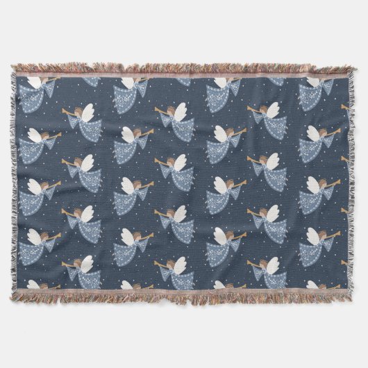 クリスマスエンジェルピースオンアースホリデーハートフェルト スローブランケット (正面)