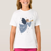 クリスマスエンジェルピースオンアースホリデーハートフェルト Tシャツ (正面)